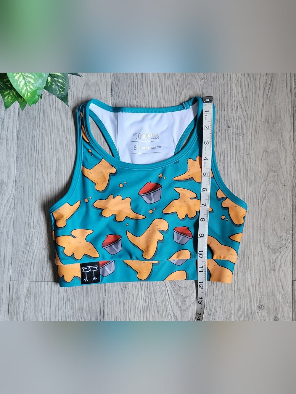 Chicknlegs Nuggets OG Teal & Brown Racerback Sports Bra, Women's Small - Picture 7 of 13